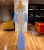 Women dress Evening dresses Sweetheart High shoulder Sheath Long sleeve Blue Mermaid Yousef aljasmi Kendal Jenner s Kim kardashian