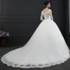 Nieuwe Stijl Vierkante Hals Trouwjurk Kant Robe de Mariee Manche Longue Prinses Applique Bruids Baljurk Robe Blanche Mariage