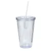 Bicchieri di plastica da 16 once Tazza di succo potabile trasparente in acrilico a doppia parete con coperchio e tazza di caffè in paglia Tazze trasparenti fai da te