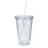 16 onças de copos de plástico de plástico acrílico duplo copo de suco de bebida com tampa e caneca de caneca de caneca de palha DIY canecas transparentes