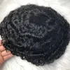 Afro Kinky Curl Toupee Indian Virgin Human Hair Replacement 4mm / 6mm / 8mm / 10mm / 12mm / 15mm Full PU Enhet för svarta män Snabb Express Leverans