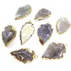 Ouro Chapeado Arrowhead Druzy Druzy Gemstone Cor Aleatória Pingente Irregular Quartzo Natural Agate Geode Cristal Cluster Pedra Sorte Seta Cabeça Point Pingentes Encantos