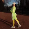 Herfst vrouwen geel groene kleurblokkenspuits lange mouwen voor lange mouwen Cardigan jas streep jogging jogging zweetwedstrijden pak street outfit set t200810