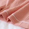 Para 100% bawełnianej piżamy dla kobiet letnie krótkie topy krótkie szorty mężczyzn kombinezon domowy solidny luźne odzież domowa Zestaw sutowy 201114