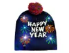 LED Christmas Hat Adult Knitted Beanie Cap Warm Ball Hat For Xmas Tree Reindeer Dog Xmas Hat HH9-3594