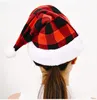 Kerstdecoraties Plaid Hat Creative Santa Claus Cap Zwart en witte geruite volwassen hoed Kerstmis hoed W-00373