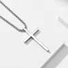 Pendant Necklaces Small Middle Large 3 Size Men Cross Christian Necklace Chain Black Silver Gold Color Stainless Steel Fashion Jewelry