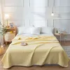 Bonenjoy 100%Cotton Thread Blanket Single Queen Size Yellow Towel Blankets Cotton Summer Bedspread King Size Knitted Blankets 201222