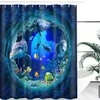 Ozean Delphin Tiefsee Polyester Duschvorhang Badezimmer wasserdicht mit 10 Haken Sockel Teppich Deckel WC-Abdeckung Badematte Set T200711
