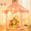 Barraca de Crianças Princesa Pink para Crianças Barraca Brinquedos Portáteis Meninas Tipi Infantil Casa Infantil Vigvam TeePee Playhouse Barracas Bebê LJ200923