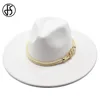 FS noir blanc laine grand large bord chapeaux haut-de-forme simple Panama feutre Fedoras chapeau pour hommes femmes Trilby Bowler casquette de Jazz