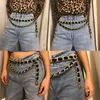 Femelle Fringe Alloy Metal Chain Belt for Women Flannel Flannel Gold Belt Ladies exagérée Vintage Flocking Chain243S