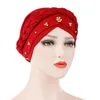 Turban en coton solide, Bonnet, foulard de tête pour femmes musulmanes, perles intérieures, Hijabs, Femme Musulman, Turbantes Davi22