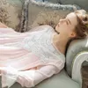 Femmes vêtements de nuit princesse jupe de nuit à manches longues robe en dentelle cour française coton rétro chemise de nuit victorienne élégante romantique 201109