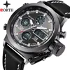 North Brand Watch Men Watches Dual Down Analog Digital LED Electronic Quartz Watch Waterproof Watching Watches T200409