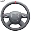 Copertura del volante dell'automobile cucita a mano della pelle Indicatore rosso antiscivolo per Audi Old A4 B7 B8 A6 C6 20042011 Q5 20082012 Q7 20052011 J220808