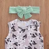 Imcute Verjaardagen Gift Peuter Baby Meisje Zuigeling Kinderkleding Tops Bloem Afdrukken Regenboog Bodysuit Shorts Hoofdband Outfits Set LJ201223