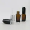 Nouveau Design 10 ml 1/3 oz Petit Mini Ambre Carré e huile liquide Flacons compte-gouttes En Verre Avec Or Argent Noir Couvercles