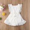 Pudcoco Recém-nascido Bebé Roupas Flor Flor Impressão Sem Mangas Lace Tule Rouble Backless Romper Jumpsuit One-peça Outfit Sunsuit 201029