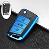 Lederen + TPU Autosleutel Case voor VW voor Volkswagen MK7 / GTI 7 / Golf R Skoda Octavia A7 Seat Folding Remote Fob Cover Sleutelhanger