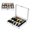 Förvaring 12 arrangör Buckle Watch Collection Metal Box Case Display slot smycken8678719