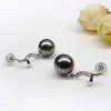 Ainuoshi 925 Sterling Silver Drop Earring Black Cultured Pearl Tahiti 9-9.5mm 완벽한 라운드 진주 약혼 드롭 이어링 선물 Y200107