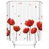 Badezimmer-Dekoration, Duschvorhänge, 3D-Blumen, bedruckt, Badvorhang-Set, wasserdichter Stoff, Rose, Badezimmer-Bildschirm Y200108