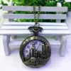 Großhandel neue 13 Stile Bronze Farbe Stahl Souvenirs Quarz Vintage Pocket Flip Student Oriental Pearl Touristenattraktionen Souvenir Uhren