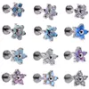 1 pc g23 Titaniumsteel Opal Gem Labret Lip Bar Anel Cúbico Zircão Flor Flower Cartilagem TRAGUS Hélice Piercing Parafuso Fit Top 16G Q Jllmox