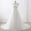 Demure Dual Straps Empire Waist Cover Belly Chiffon Skirt Court Train Plus Size Maternity Pregnant Lady Wedding Dress Bridal Dress