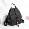 Chain decoration retro Backpack Black fashion women's backpack versatile tassel schoolbag