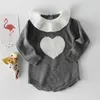 0-2YRS Baby Girls Pani Ubrania Body Z Długim Rękawem Loving Heart Doll Collar Knit Infant 210429