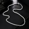 925 Sterling Silver 16/18/20/22/24 Inch 4mm Twisted Rope Chain Necklace For Women Man Fashion Wedding Charm Jewelry