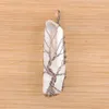 Wholesale Natural Irregular Crystal Pillar Pendants Handmade Wire Wrapped Gold Silver Bronze Rose Gold Tree of Life Reiki Healing Jewelry DBN493