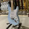 Guitare électrique ST couleur bleu ciel, touche en érable, Pickguard blanc, matériel chromé de haute qualité 3804347