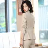 Women Pant Suit Office Lady Business Work Wear Apricot Green 2 Piece Set For Spring Fall Winter