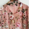 Casual jurken lente herfst vrouwen 2022 runway mode roze bloem print nek uitgehold dames vakantie Midi jurk