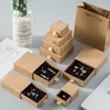 8x7x3cm sierlijke kraftpapier lade verpakking doos met spons voor oorbellen ketting ring sieraden kleine papieren doos voor bruiloft cadeau
