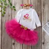 INS Baby Tutu Gonna in tulle con fiocco Manica lunga Pagliaccetto Fascia per capelli 3 pezzi Ragazza Compleanno Fotografia Kid Vestire Princess Party 1st 2ed Birthday