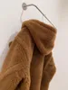 Classic جمل اللون mukla الفراء الألبكة الفراء x- طويلة ستر تيدي المرأة معاطف مع هودي الحفاظ على معطف دافئ في الهواء الطلق