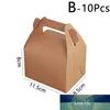 10pcs Cake Bread Fruit Food Kraft White Paper Box with Handle Boxes Christmas Birthday Wedding Party Candy Gift Packing Box