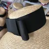 Elegant Women Wide Brim Straw Floppy Summer Sun Holiday Boater Beach Cap Band Bow Kentucky Derby Hat SombreroS Y200602