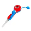 Dernières coloré silicone quartz pointe paille tube de fumer handpipe portable conception innovante filtre trou bol avec couvercles cuillère en titane