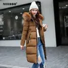 Veste d'hiver femmes col en fourrure longue Parka chaud mince manteau d'hiver femme doudoune surdimensionné rembourré vêtements d'extérieur manteau femmes