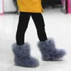 ASILETO Winter Winter Women Real Hairy struisvogel Feather Furry Fur Flats Pluche Ski Outdoor Eskimo Boots Fluffy Shoes Bootie T553 Y200915