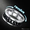 Spinner Rings For Men Black Chain Jewelry Punk Titanium Steel Metal Brand Finger Anel Mens Rings