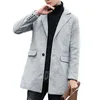 Kewlstyle herenjas winterjas met lange mouwen met één borsten heren peacoat wol Aziatische grootte windscheper Abrigo hombre tr081