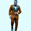 Popularny dwubłodzony drużbowy szczyt Lapel Groom Tuxedos Men Suits Wedding/Prom Man Blazer (Kurtka+Pantst+krawat) Y178