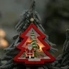 LED Light Christmas Tree Star Car Ciondolo in legno Ornamento Natale Fai da te Artigianato in legno Regalo per bambini per la casa Decorazione della festa di Natale WVT1162