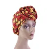 Kvinnors afrikanska hårlock för sovande foder Turban Pan Flower Hat National Bonnet Hårcaring Tryckta Satin Tillbehör